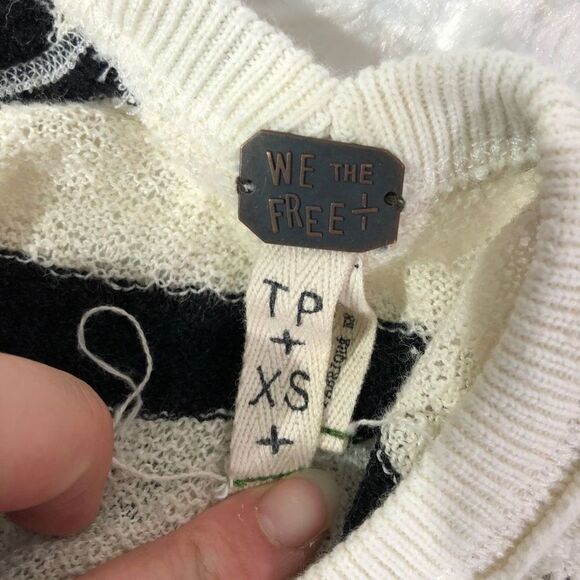 Free People We the Free Pullover Striped Lace Sleeves Knitted Sweater SXS - Picture 10 of 15